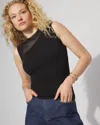 White House Black Market All Ways Stretch Mesh Inset Top In Black