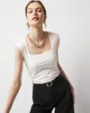 White House Black Market All Ways Stretch Square Neck Top In White