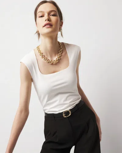 White House Black Market All Ways Stretch Square Neck Top In White