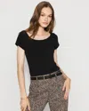 White House Black Market All Ways Stretch Wide Scoop Neck Tee In Black