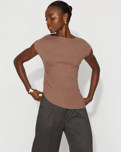 White House Black Market Asymmetric Ribbed Mock Neck Sweater