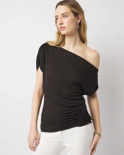 White House Black Market Asymmetric Ruched Top In Black