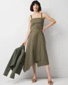 White House Black Market Asymmetric Trench Midi Dress In Forever Olive
