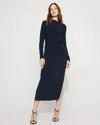 White House Black Market Asymmetrical Mockneck Bodycon Dress Top In Blue