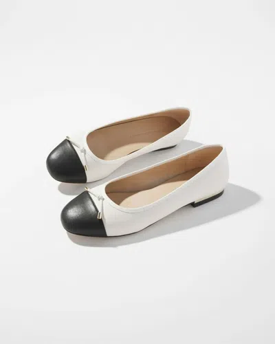 White House Black Market Ballet Flat In Ecru W/black