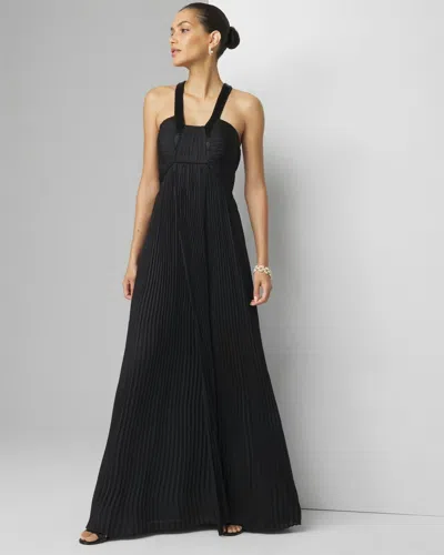 White House Black Market Beaded Halter Gown In Black