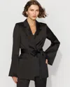 White House Black Market Bell Sleeve Satin Blazer In Black