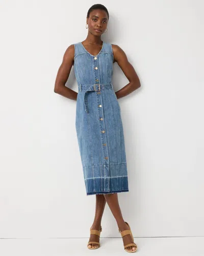 White House Black Market Belted Denim Midi Dress