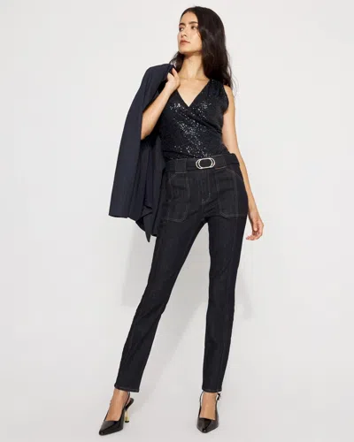 White House Black Market Belted High-rise Skinny Jeans In Blue