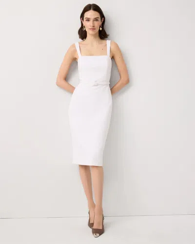 White House Black Market Belted Midi Sheath Dress In White