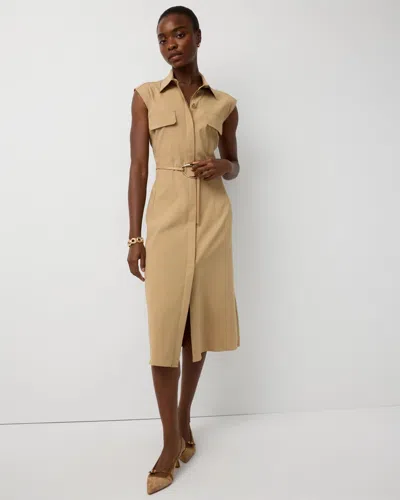 White House Black Market Belted Midi Shirt Dress In Brown