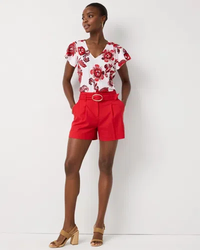 White House Black Market Belted Tailored Shorts Size 16 |  In Red