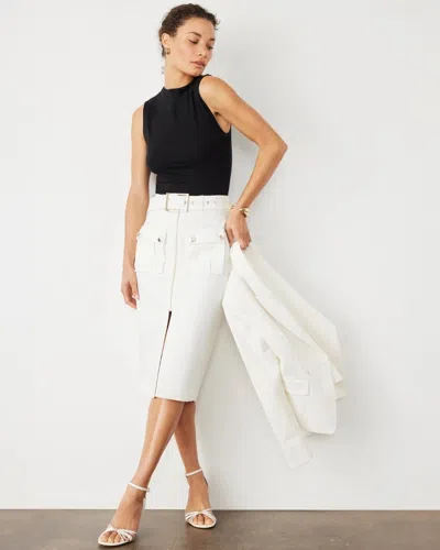 White House Black Market Belted Utility Skirt In Ecru