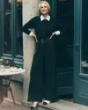 White House Black Market Belted Wide Leg Pants Trousers In Blk Wht Dash Pinstripe