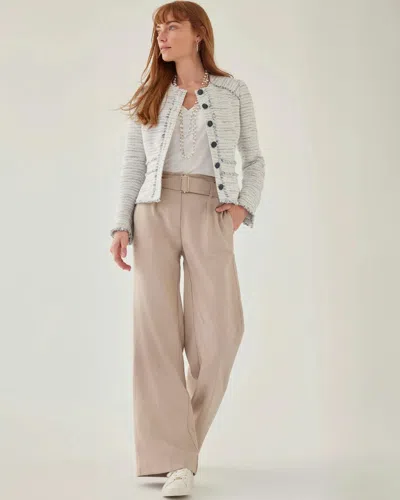 White House Black Market Belted Wide-leg Woven Pants In Biscotti Beige