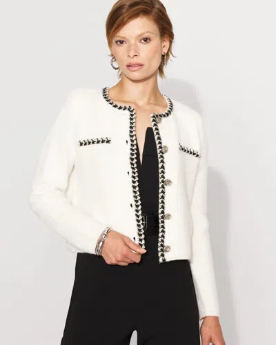 White House Black Market Black And White Tweed Sweater Jacket