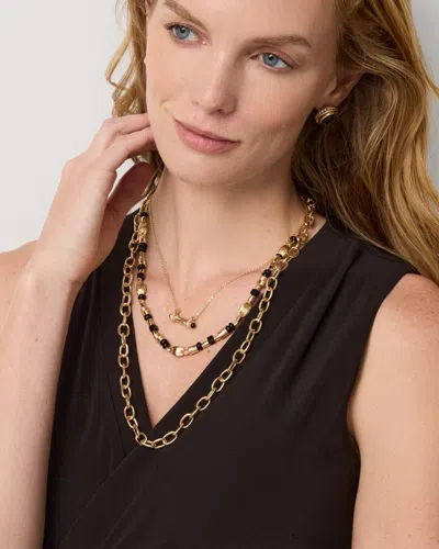 White House Black Market Black Cap Convertible Necklace |  In Gold