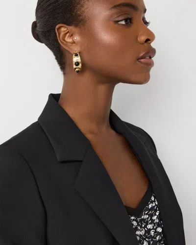 White House Black Market Black Cap Hoop Earrings |  In Gold
