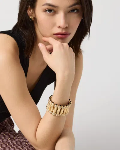 White House Black Market Black Cap Stretch Bracelet |  In Gold
