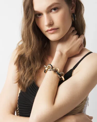 White House Black Market Black Leather + Pave Link Bracelet |