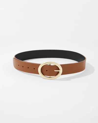 White House Black Market Black + Neutral Reversible Belt In Brown