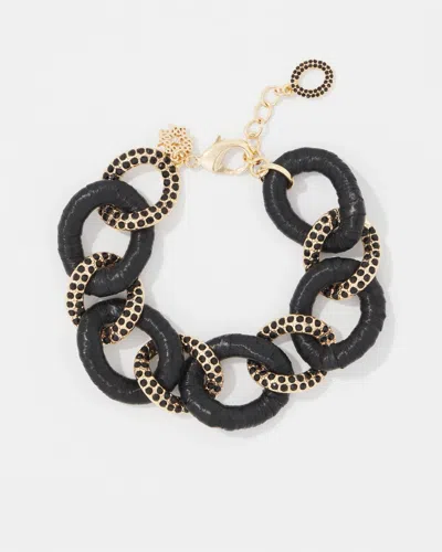 White House Black Market Black Raffia + Crystal Link Bracelet |