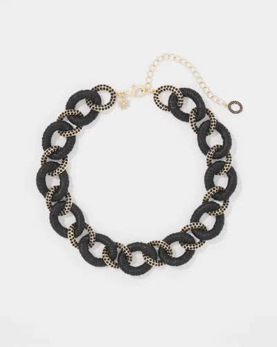 White House Black Market Black Raffia + Crystal Link Necklace |