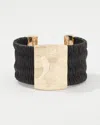 White House Black Market Black Raffia + Gold Cuff |