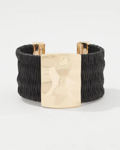White House Black Market Black Raffia + Gold Cuff |