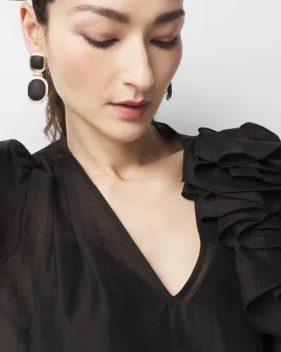 White House Black Market Black Textured Leather Drop Earrings |