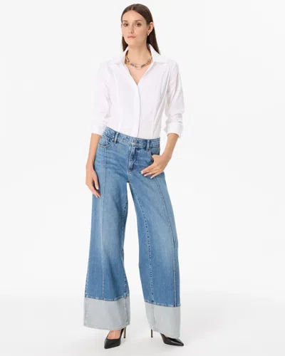 White House Black Market Blocked Hem High-rise Wide Leg Jeans In Aberdine Original