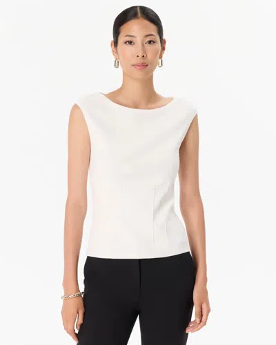 White House Black Market Boat Neck Cap Sleeve Pullover Sweater In White
