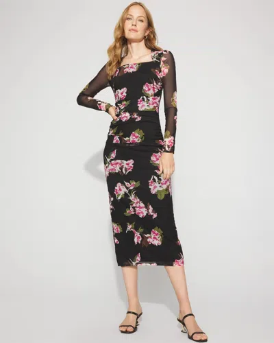 White House Black Market Bolero Sleeve Floral Mesh Midi Dress
