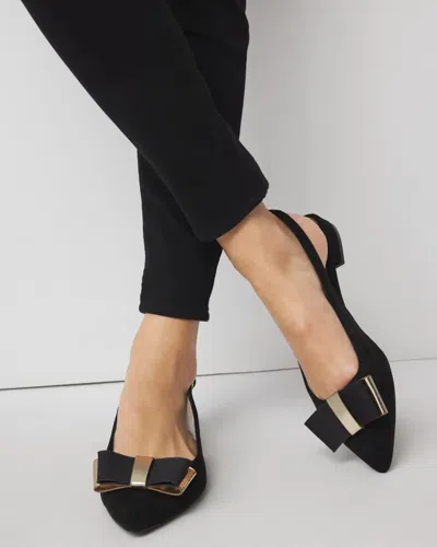 White House Black Market Bow Front Kitten Heels Slingbacks In Black