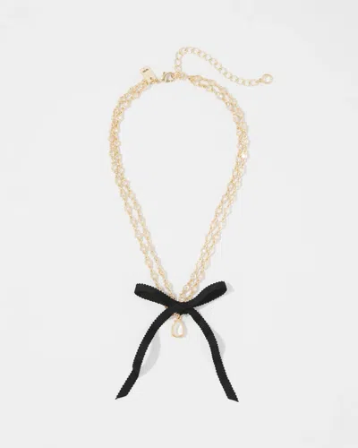 White House Black Market Bow Multistrand Necklace |  In Gold