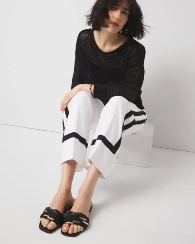 White House Black Market Braided Strap & Gold Flats In Black