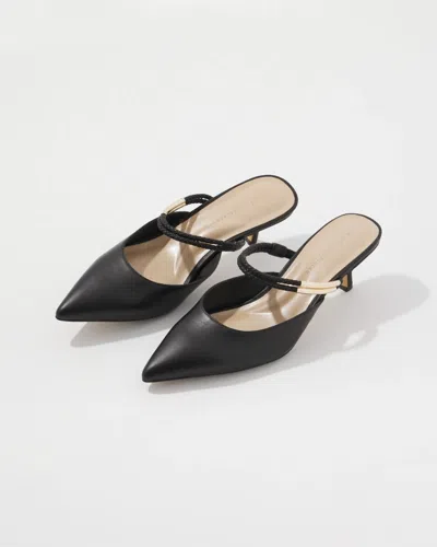 White House Black Market Braided Strap & Gold Kitten Heels In Black