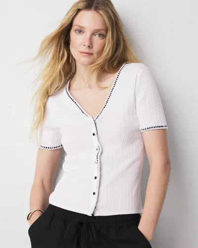 White House Black Market Braided Trim Cardigan Sweater