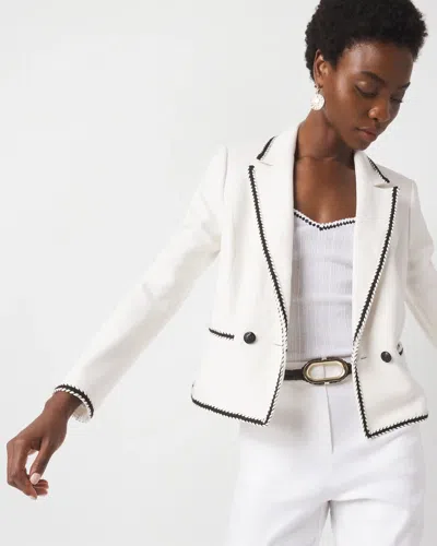 White House Black Market Braided Trim Cropped Jacket In White