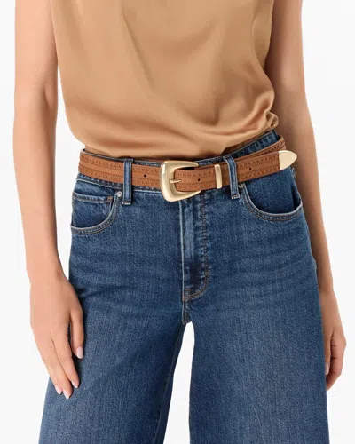 White House Black Market Brogue Detail Faux Suede Denim Belt
