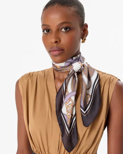 White House Black Market Buckle + Chain Print Square Scarf In Heritage Chain Scarf Ecru