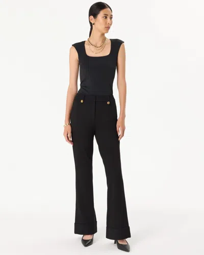 White House Black Market Button Detail High-rise Piper Flare Pants In Black