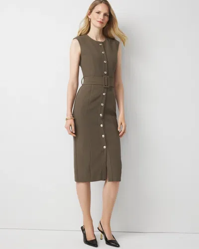 White House Black Market Button Front Midi Dress In Brown