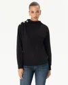 White House Black Market Button Shoulder Pullover Sweater In Black