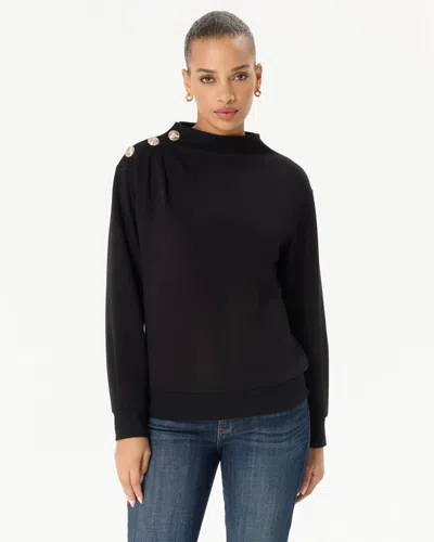 White House Black Market Button Shoulder Pullover Sweater In Black