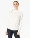 White House Black Market Button Shoulder Pullover Sweater In White