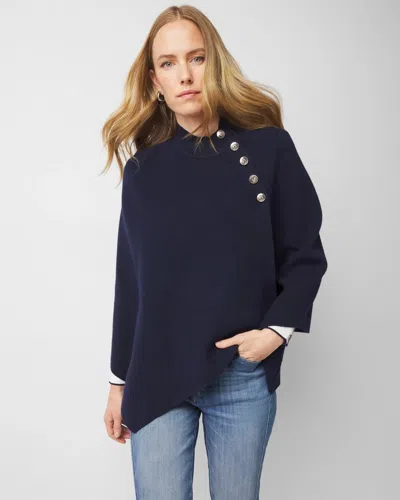 White House Black Market Button Wrap Poncho In Officer Blue