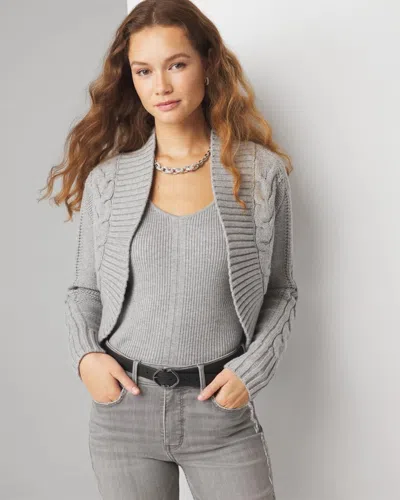 White House Black Market Cabled Cocoon Sweater In Heather Mercury