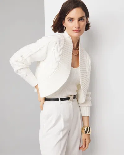White House Black Market Cabled Cocoon Sweater In White