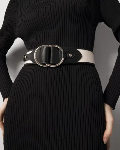 White House Black Market Canvas Ring Waist Belt In Black